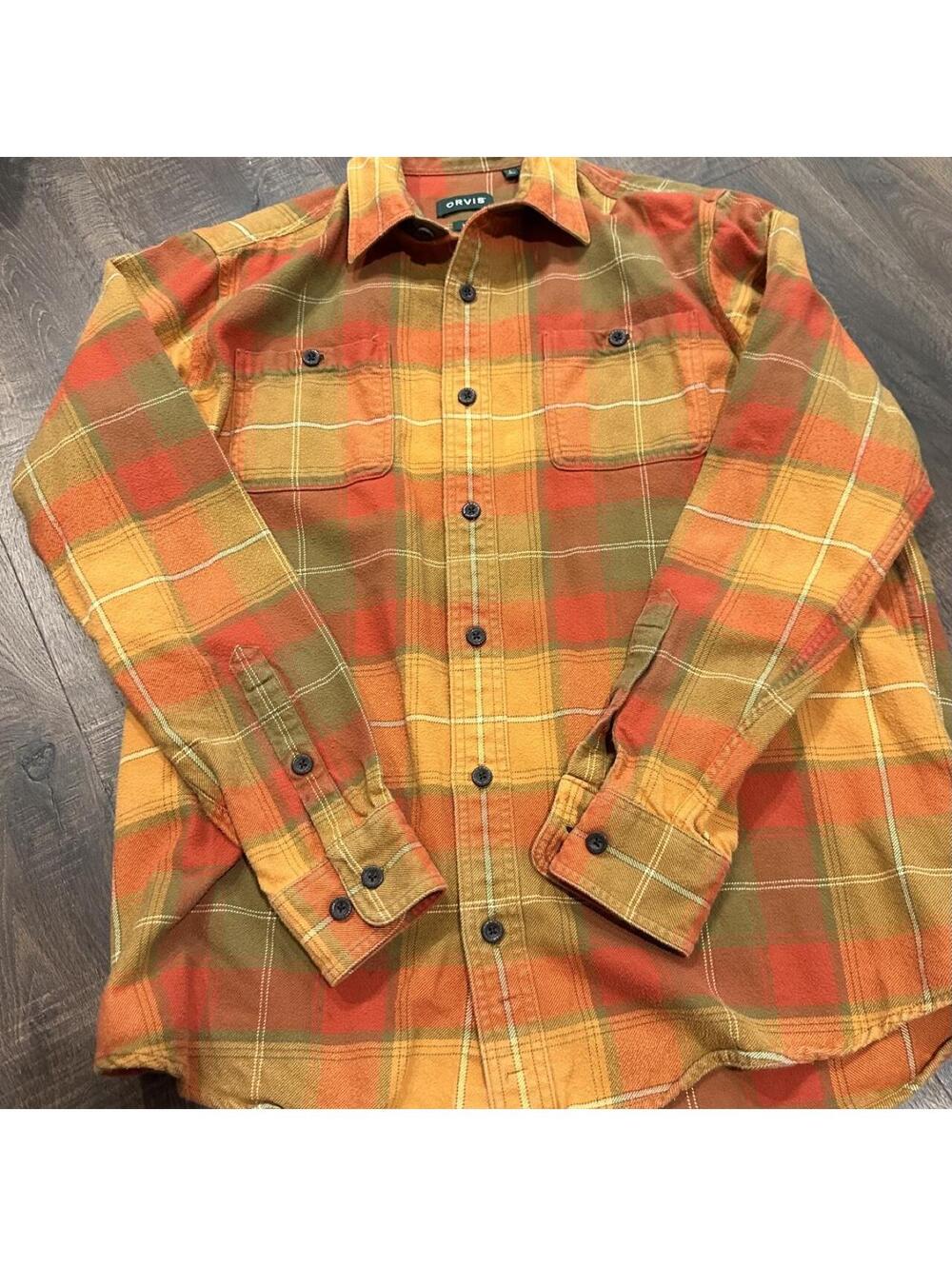 Orvis Men's Multi and Orange Shirt